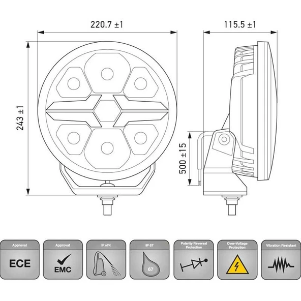 Hella Off-Road Valuefit Blade Led Uzun Far Krom 17W 9" Beyaz-Amber Isik 1FJ357199-021 - Resim 4