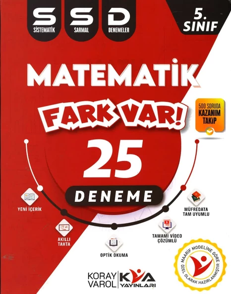 KORAY VAROL YAYINLARI 5.SINIF MATEMATİK FARK VAR 25'Lİ DENEME (MAARİF MODELİNE UYGUN)