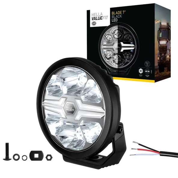 Hella Off-Road Valuefit Blade Led Uzun Far Siyah 22W 7" Beyaz Isik 1FJ357198-041