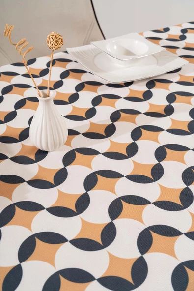 Rivaİstanbul Geometrik Soyut Masa Örtüsü, Sofra Bezi, Piknik Örtüsü - 5