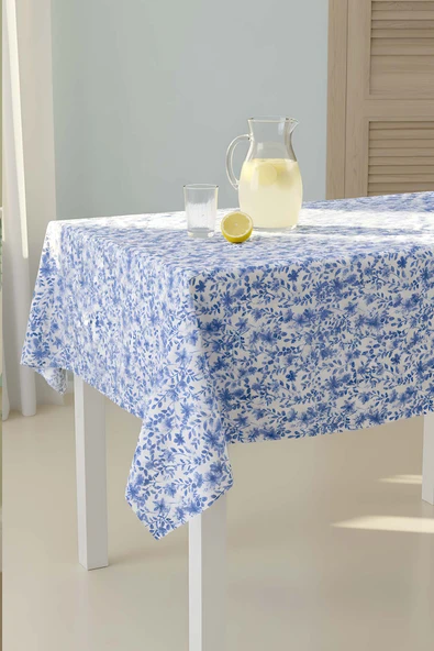 Rivaİstanbul Mavi Çiçekli  Masa Örtüsü, Sofra Bezi, Piknik Örtüsü ürün görseli 1