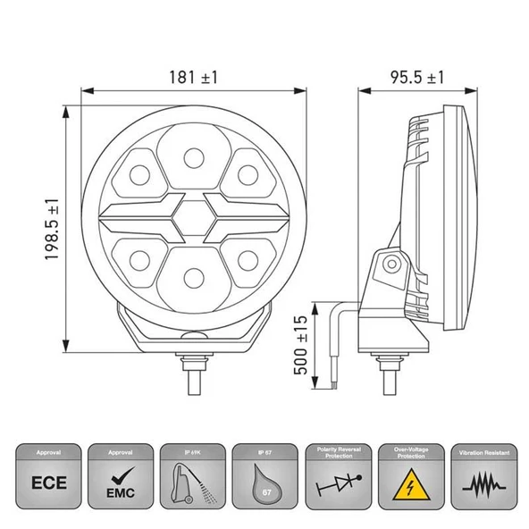 Hella Off-Road Valuefit Blade Led Uzun Far Krom 22W 7" Beyaz Isik 1FJ357198-001 - Resim 4