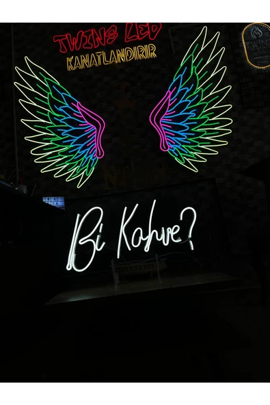 Twins Led Aydınlatma Bi Kahve? Yazılı Neon Tabela - Resim 2