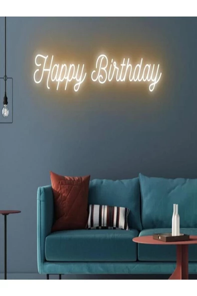 Twins Led Aydınlatma Happy Birthday Yazılı Pleksi Neon Tabela