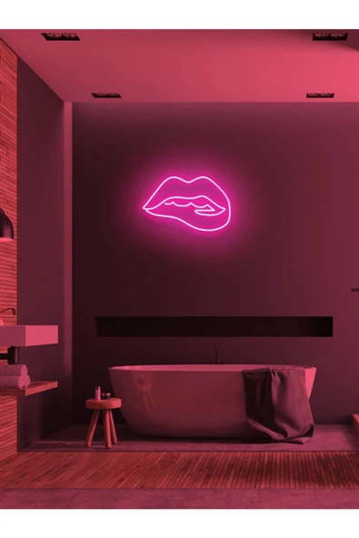 Twins Led Aydınlatma Dudak Figürlü Neon Tabela ürün görseli 1
