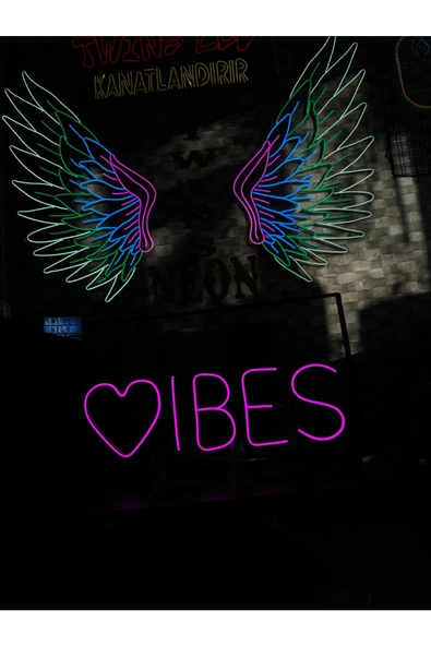 Twins Led Aydınlatma VİBES Yazılı ve Şekilli Neon Tabela - Resim 2