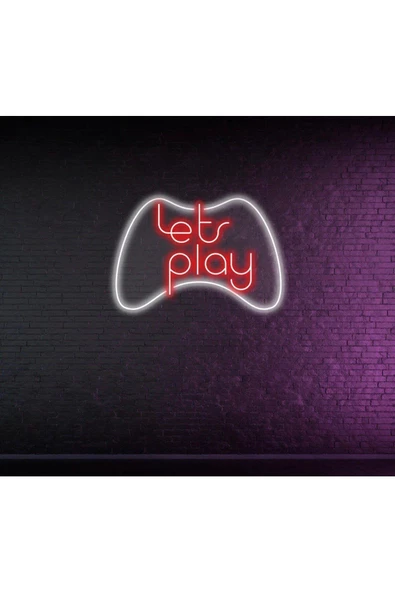Twins Led Aydınlatma Lets play Yazılı ve Şekilli Neon Tabela