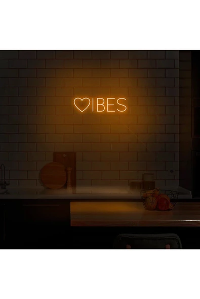 Twins Led Aydınlatma VİBES Yazılı ve Şekilli Neon Tabela - 1