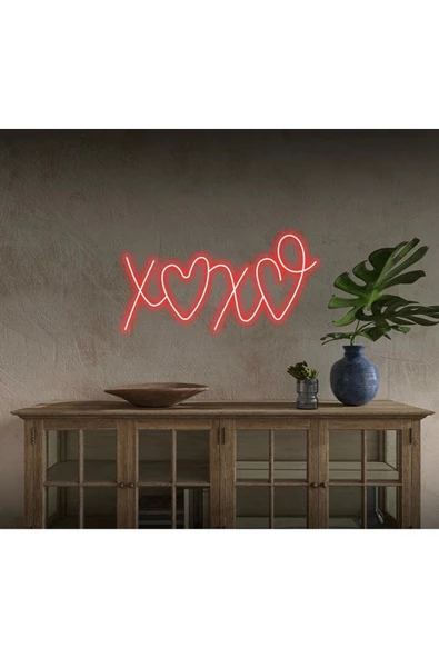 Twins Led Aydınlatma XOXO Yazılı ve Şekilli Neon Tabela - 1