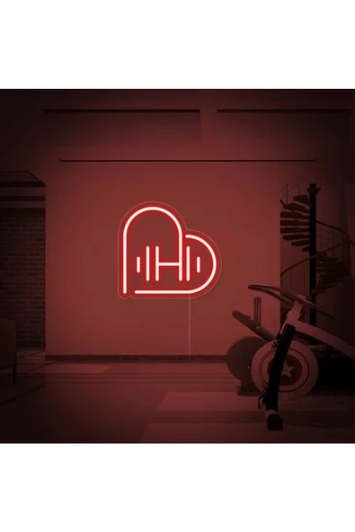 Twins Led Aydınlatma Kalpli Dambıl Şekilli Neon Tabela