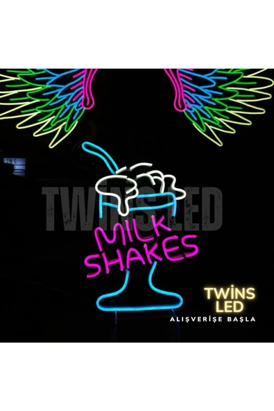 Twins Led Aydınlatma MILK SHAKES Yazılı Neon Tabela - Resim 2
