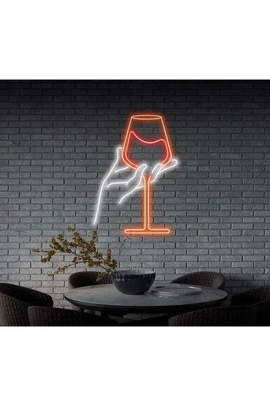 Twins Led Aydınlatma Şarap Bardağı Figürlü Neon Tabela ürün görseli 1