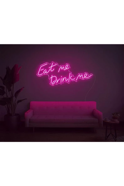Twins Led Aydınlatma Eat Me Drink Me Yazılı Neon Tabela ürün görseli 1
