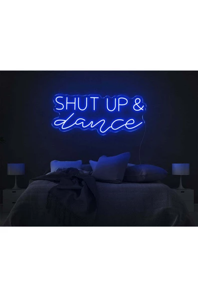 Twins Led Aydınlatma SHUT UP & dance Yazılı Neon Tabela ürün görseli 1