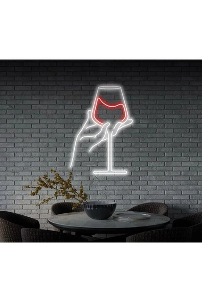 Twins Led Aydınlatma Şarap Bardağı Figürlü Neon Tabela ürün görseli