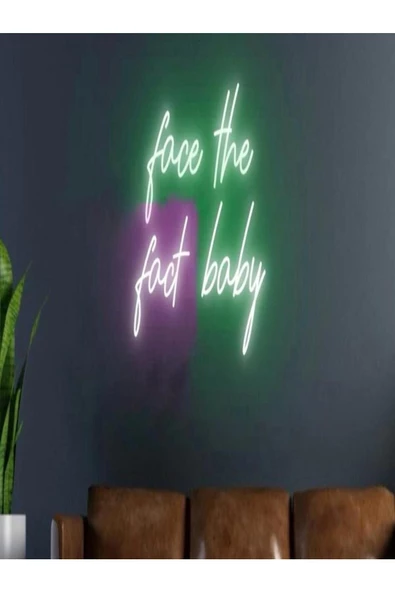 Twins Led Aydınlatma Face The Fact Baby Yazılı Neon Tabela ürün görseli 1