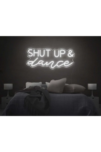 Twins Led Aydınlatma SHUT UP & dance Yazılı Neon Tabela ürün görseli 1