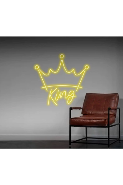 Twins Led Aydınlatma King Yazılı ve Şekilli Neon Tabela ürün görseli 1