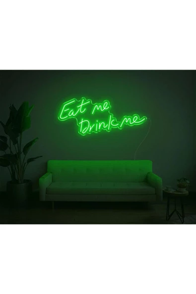 Twins Led Aydınlatma Eat Me Drink Me Yazılı Neon Tabela ürün görseli 1