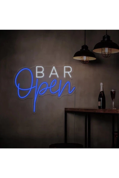 Twins Led Aydınlatma Open BAR Yazılı Neon Tabela