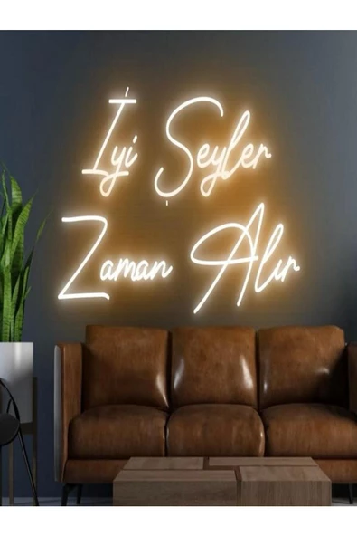 Twins Led Aydınlatma İyi Şeyler Zaman Alır Yazılı Neon Tabela ürün görseli