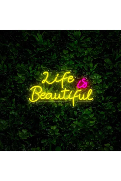 Twins Led Aydınlatma Life is Beautiful Yazılı Neon Tabela - Resim 2