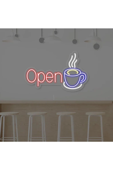 Twins Led Aydınlatma Open Yazılı ve Şekilli Neon Tabela ürün görseli