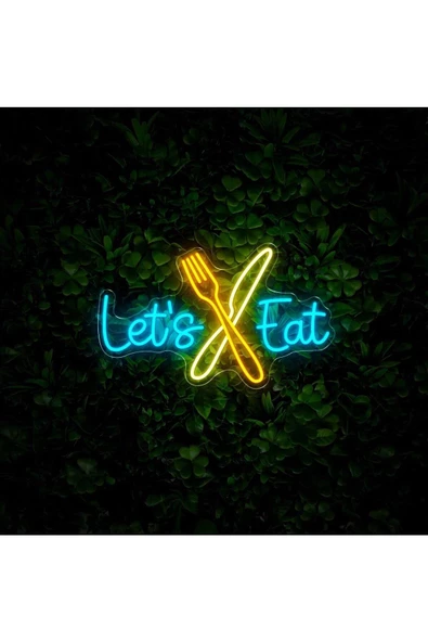 Twins Led Aydınlatma Let's Eat Yazılı ve Şekilli Neon Tabela - Resim 2