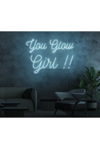 Twins Led Aydınlatma You Glow Girl!! Yazılı Neon Tabela
