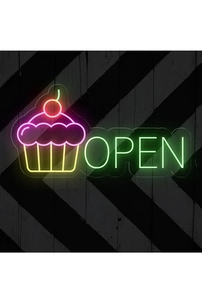 Twins Led Aydınlatma OPEN Yazılı ve Şekilli Neon Tabela ürün görseli 1