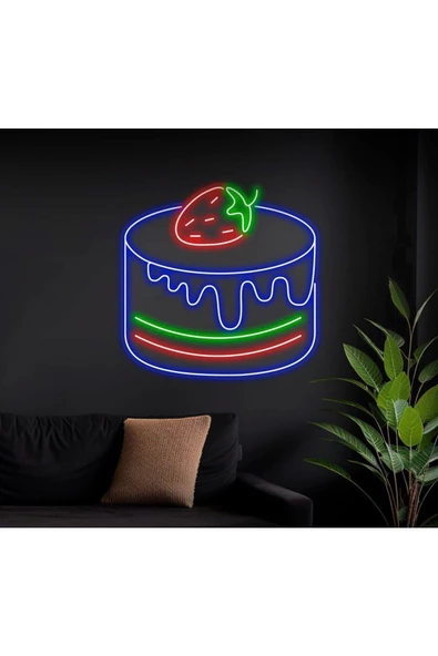 Twins Led Aydınlatma Çilekli Pasta Figürlü Neon Tabela - 1