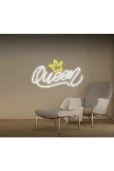 Twins Led Aydınlatma Queen Yazılı Taç Figürlü Neon Tabela ürün görseli 1
