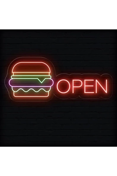 Twins Led Aydınlatma OPEN Yazılı ve Şekilli Neon Tabela ürün görseli 1
