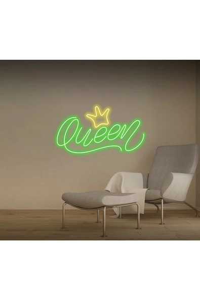 Twins Led Aydınlatma Queen Yazılı Taç Figürlü Neon Tabela ürün görseli 1