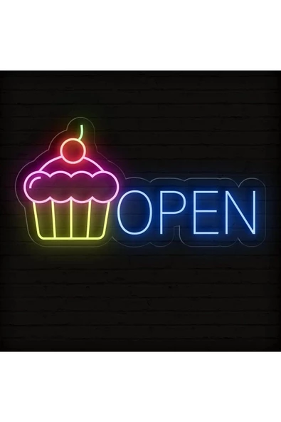 Twins Led Aydınlatma OPEN Yazılı ve Şekilli Neon Tabela ürün görseli 1
