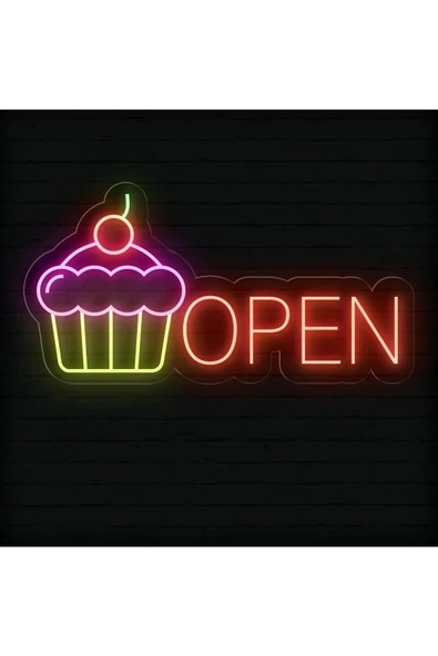 Twins Led Aydınlatma OPEN Yazılı ve Şekilli Neon Tabela ürün görseli 1