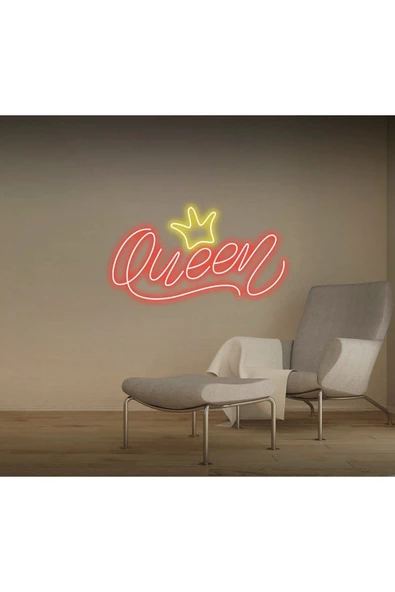 Twins Led Aydınlatma Queen Yazılı Taç Figürlü Neon Tabela ürün görseli 1