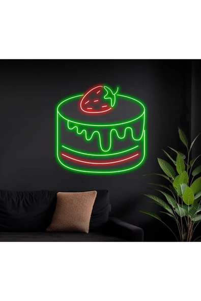 Twins Led Aydınlatma Çilekli Pasta Figürlü Neon Tabela ürün görseli 1