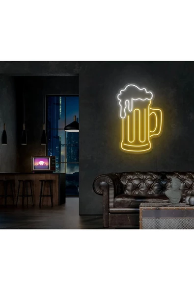 Twins Led Aydınlatma Bira Bardağı Figürlü Neon Tabela