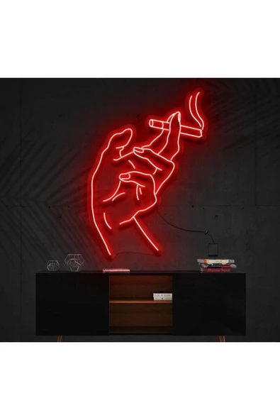 Twins Led Aydınlatma El ve Sigara Figürlü Dekoratif Neon Tabela
