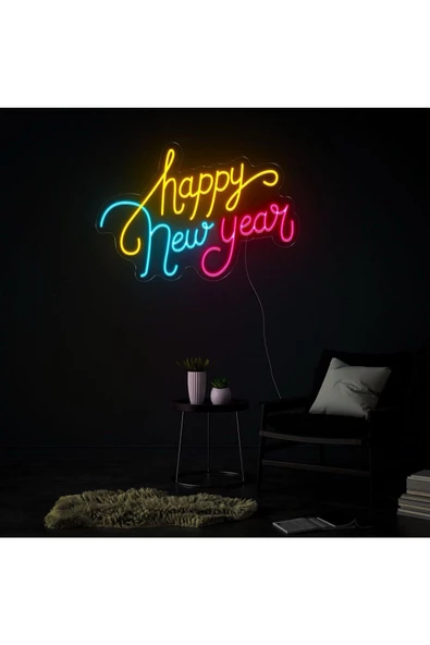 Twins Led Aydınlatma Happy New Year Yazılı Neon Tabela ürün görseli