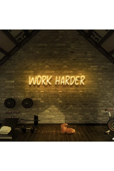 Twins Led Aydınlatma WORK HARDER Yazılı Neon Tabela ürün görseli