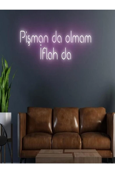 Twins Led Aydınlatma Pişman Da Olmam İflah Da Yazılı Neon Tabela ürün görseli 1