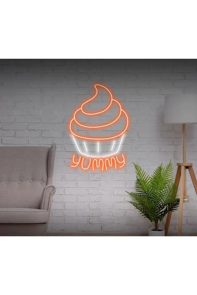 Twins Led Aydınlatma YUMMY Yazılı ve Şekilli Neon Tabela - 1
