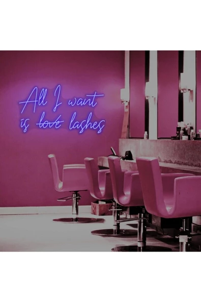 Twins Led Aydınlatma All I want is love lashes Yazılı Neon Tabela ürün görseli 1
