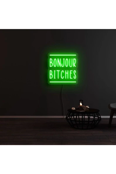 Twins Led Aydınlatma BONJOUR BITCHES Yazılı Neon Tabela