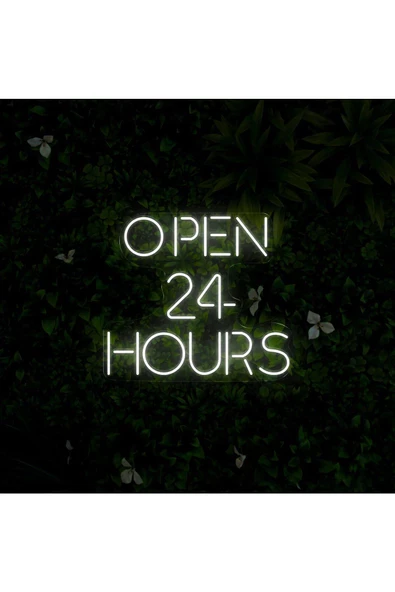 Twins Led Aydınlatma OPEN 24 HOURS Yazılı Neon Tabela - 2