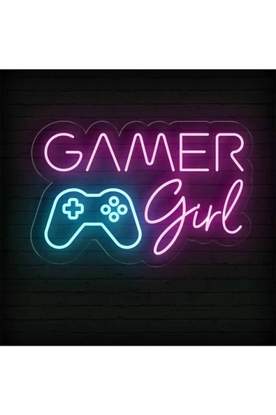Twins Led Aydınlatma GAMER Girl Yazılı ve Şekilli Neon Tabela