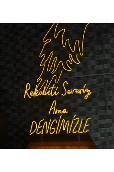 Twins Led Aydınlatma Rekabeti Severiz Ama DENGİMİZLE Yazılı Neon Tabela - Resim 3