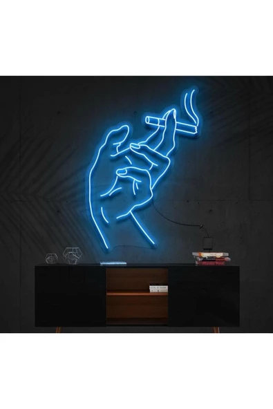 Twins Led Aydınlatma El ve Sigara Figürlü Dekoratif Neon Tabela